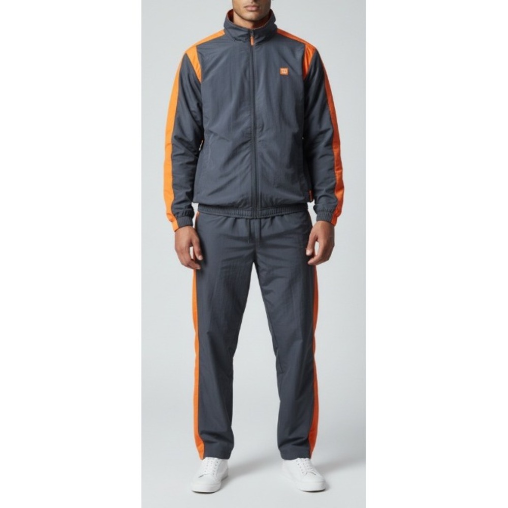 Wilson Colorblock Windbreaker Tracksuit Set Mens XL Gray Orange Tennis Vintage